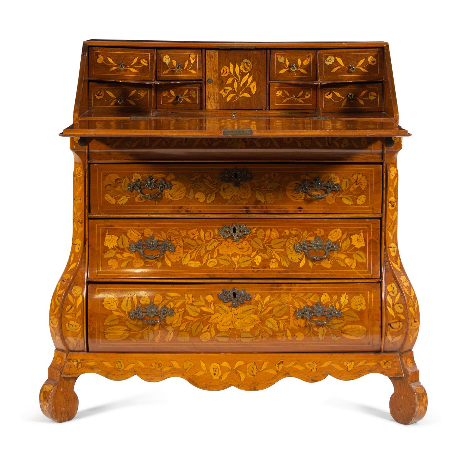 A Dutch Marquetry Slant-Front Desk