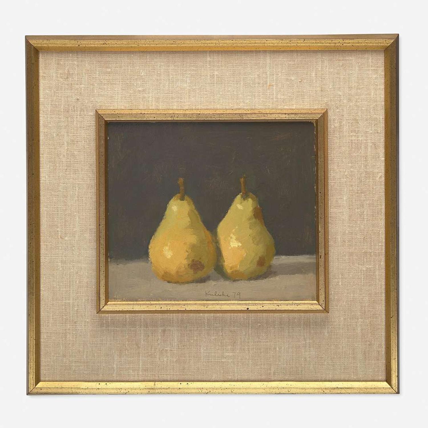 Robert Kulicke (American, 1924-2007) Two Pears on Dark Ground