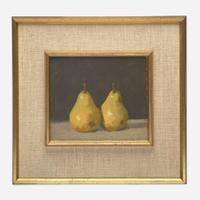Robert Kulicke (American, 1924-2007) Two Pears on Dark Ground