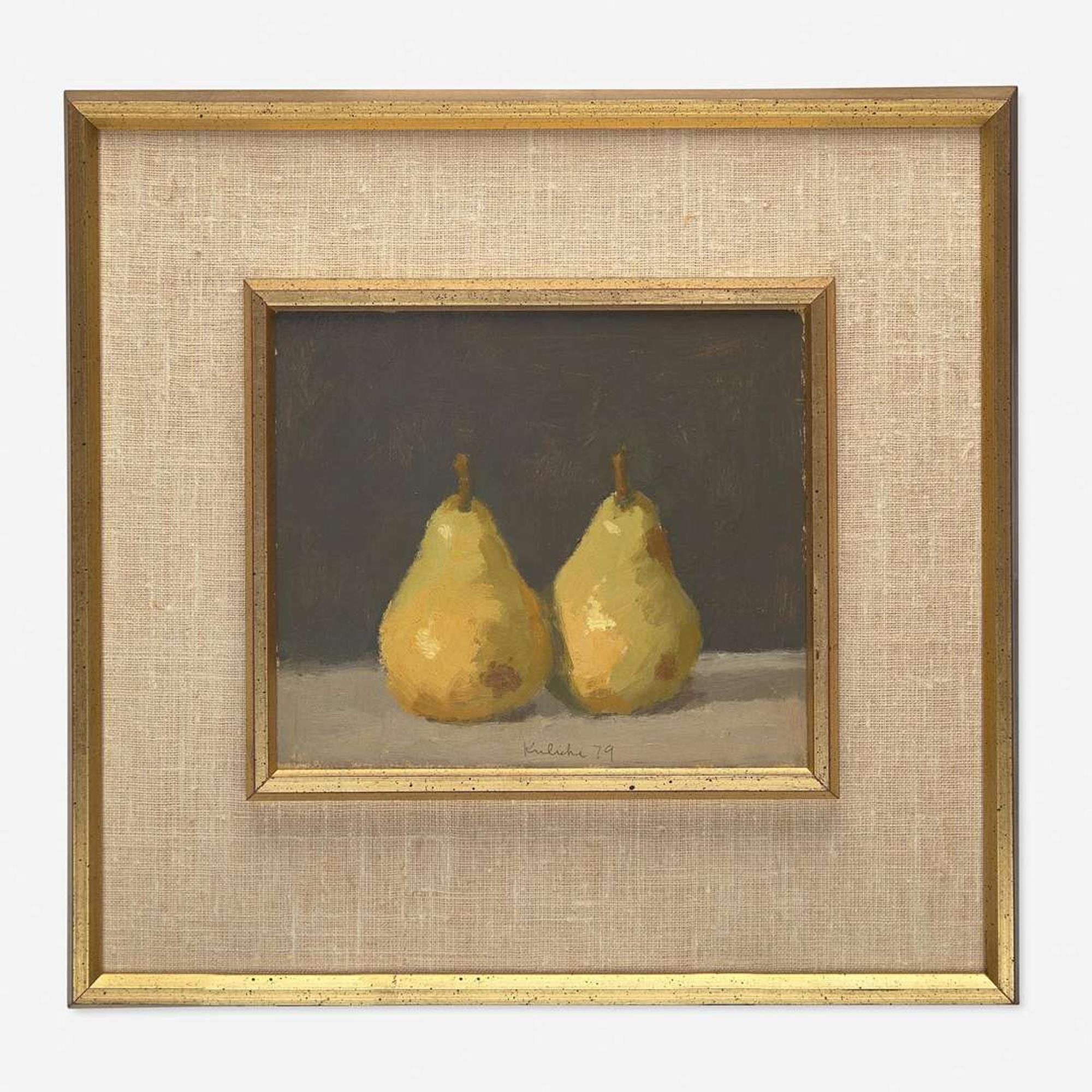 Robert Kulicke (American, 1924-2007) Two Pears on Dark Ground