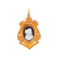 VICTORIAN, CAMEO MOURNING LOCKET PENDANT