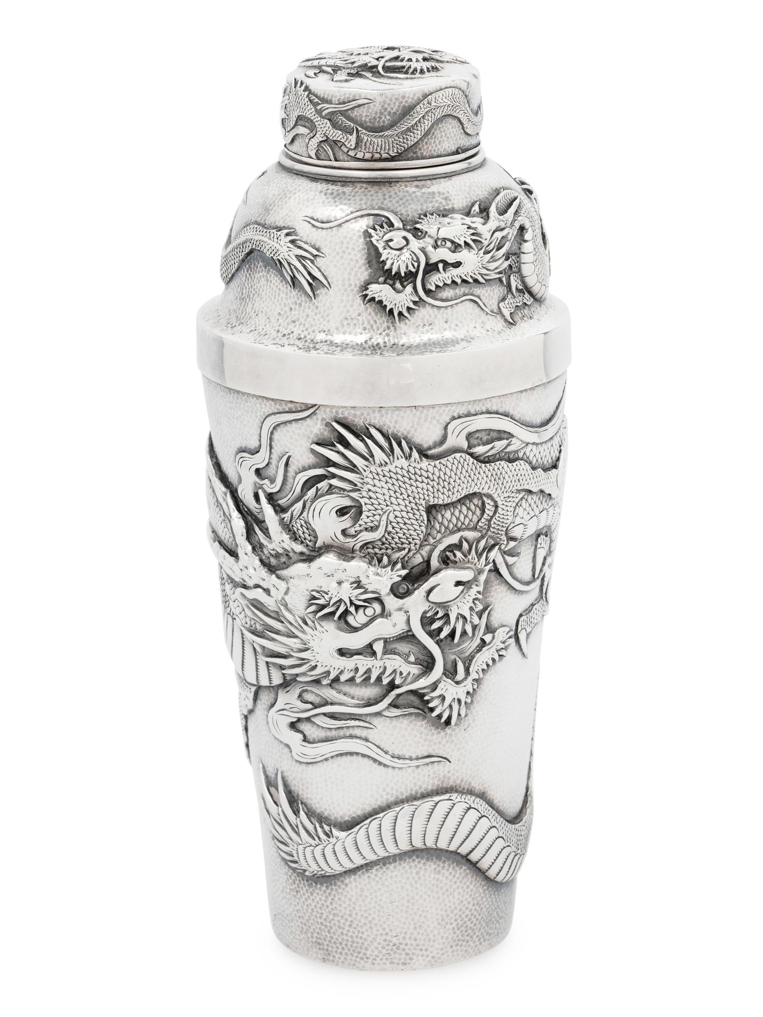 A Japanese Silver 'Dragon' Cocktail Shaker