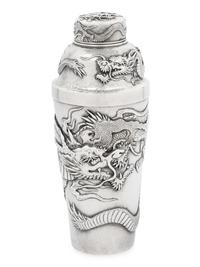 A Japanese Silver 'Dragon' Cocktail Shaker