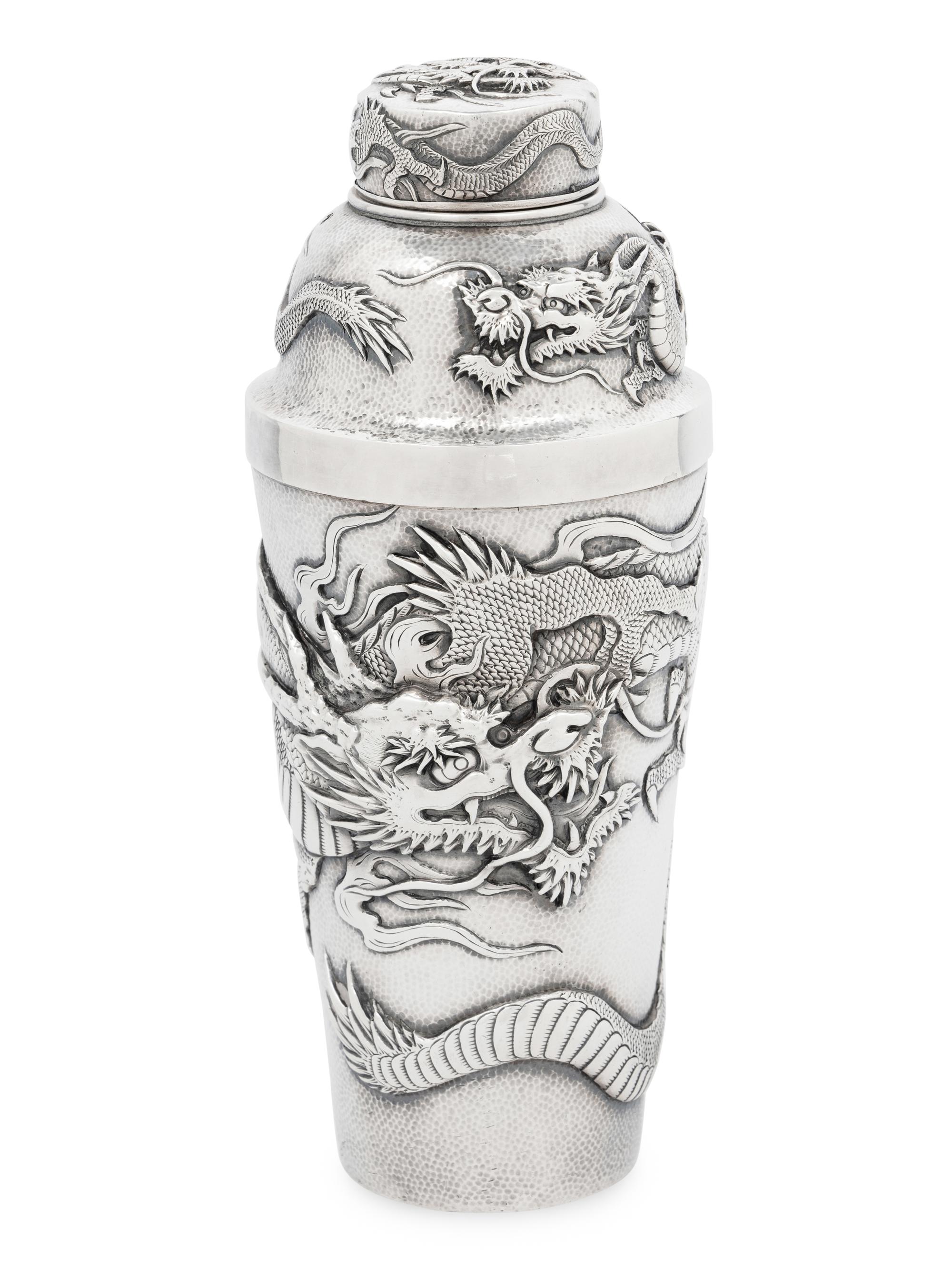 A Japanese Silver 'Dragon' Cocktail Shaker