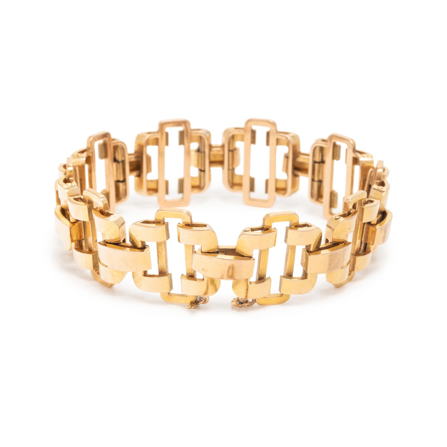 FRENCH, RETRO, BICOLOR GOLD BRACELET