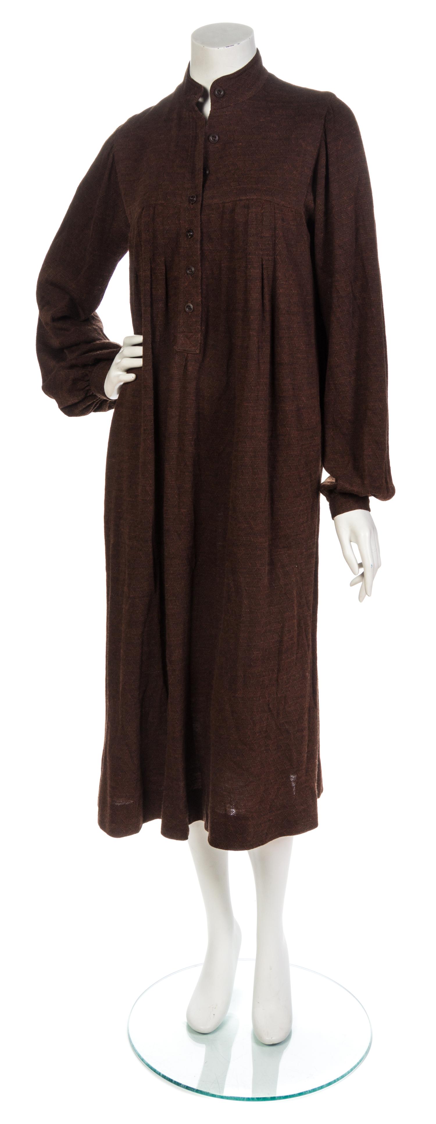 An Yves Saint Laurent Brown Knit Smock Dress,