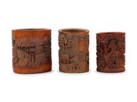 Three Chinese Bamboo Brush Pots, Bitong