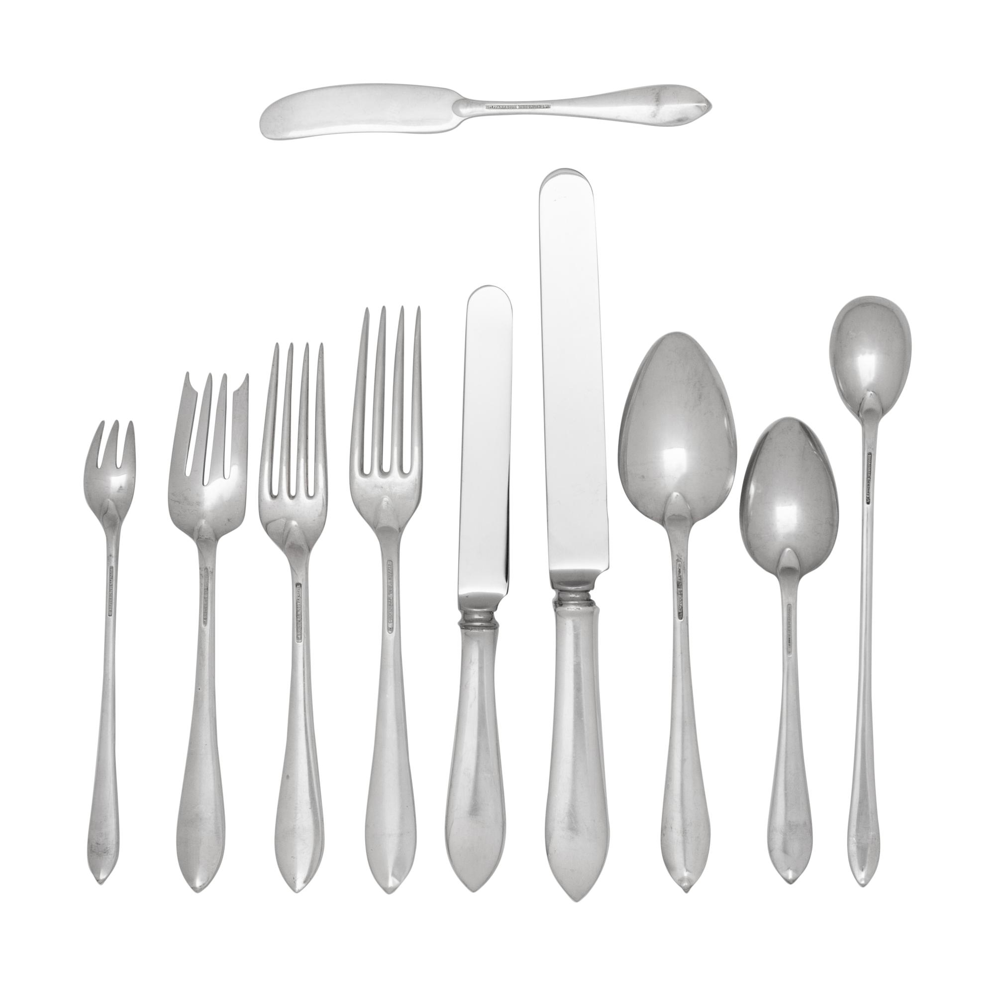 A Tiffany and Co. Faneuil Silver Flatware Set