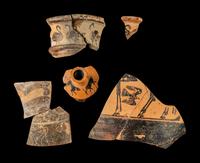 Six Attic and Corinthian Black-Figured Vase Fragments with Animals