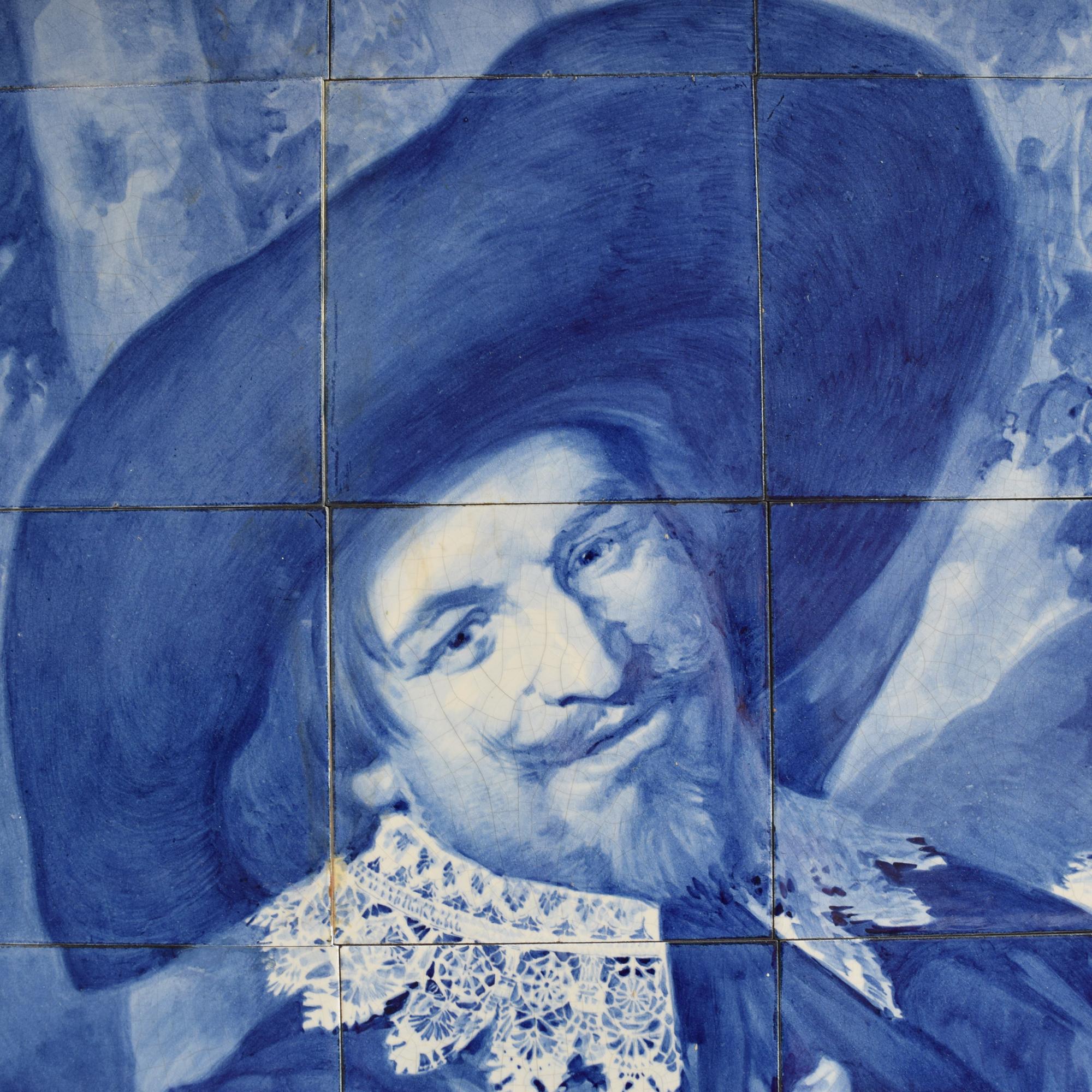 A Delft Tile Mosaic After Frans Hals 70.5" W x 4" D x 64.5" H — Netherlands, 19th Century