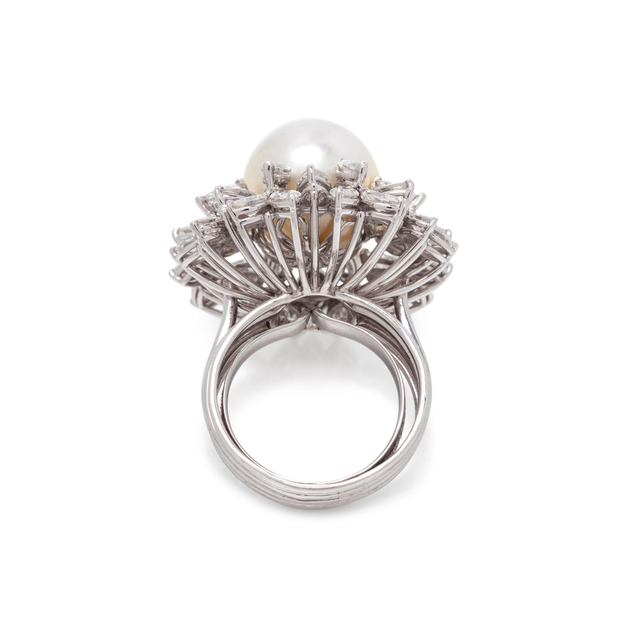 CULTURED SOUTH SEA PEARL AND DIAMOND RING