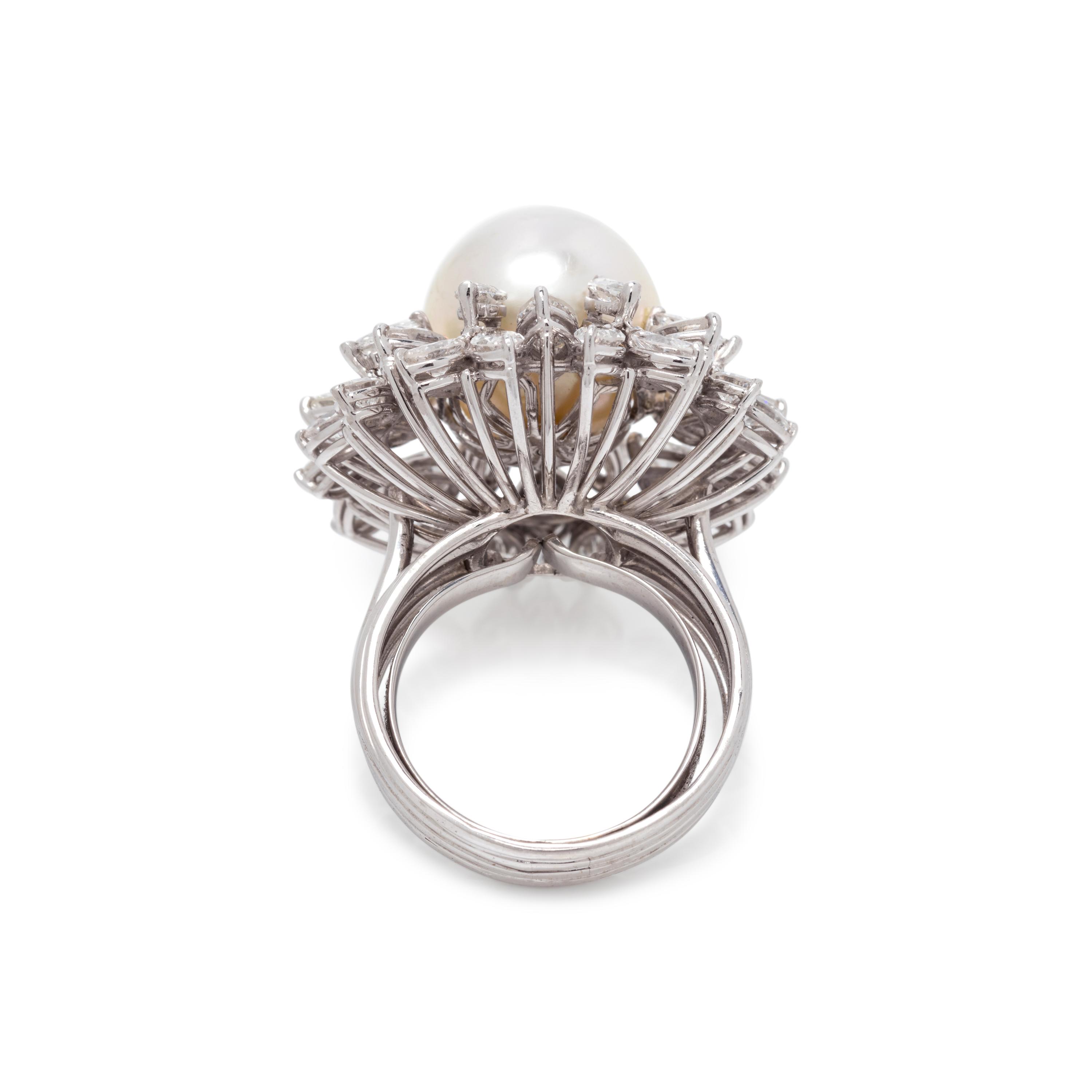 CULTURED SOUTH SEA PEARL AND DIAMOND RING