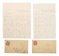 [CIVIL WAR]. A collection of 30 letters associated with West Point Cadet and 2nd Lieutenant Martin Van Buren Lewis, 8th US Infantry, and his wife. 1857 -1863.