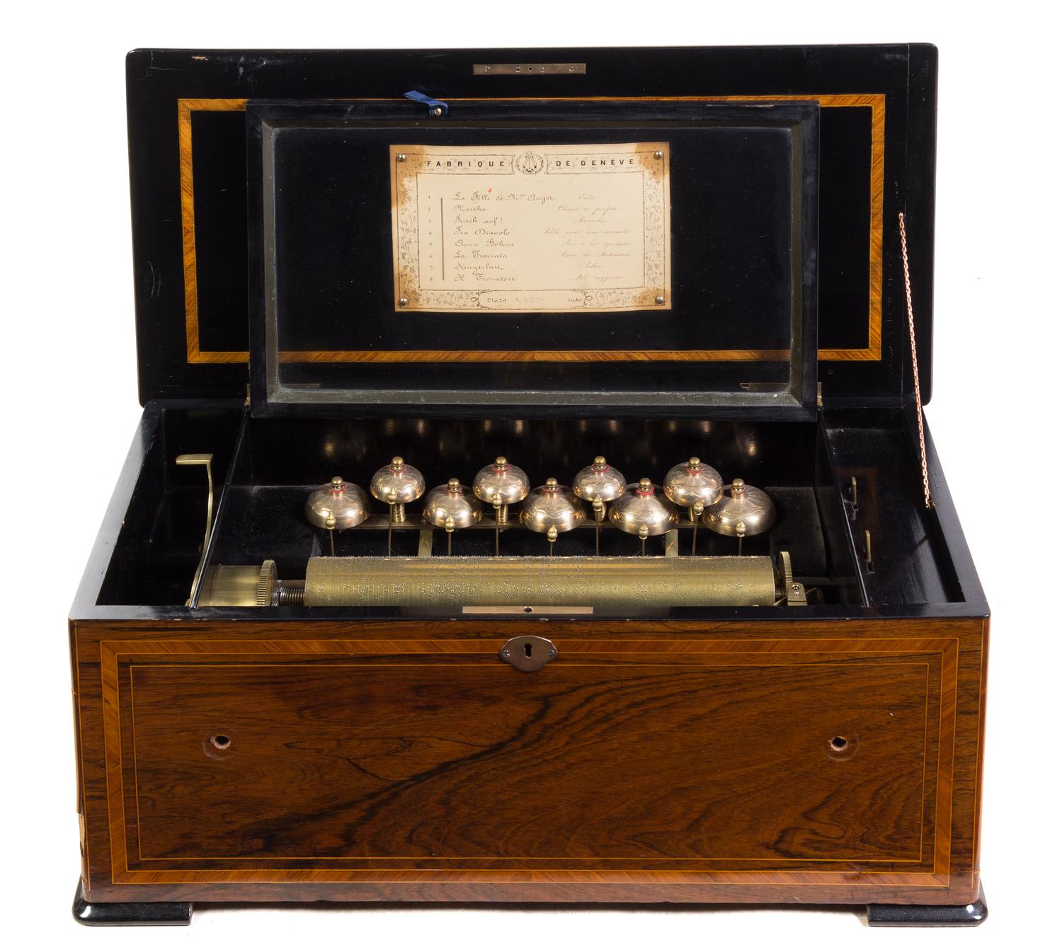 A Swiss Cylinder Music Box Width of case 24 1/4 inches. — CIRCA 1860