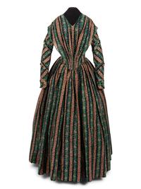 Printed Wool Day Dress, 1850s