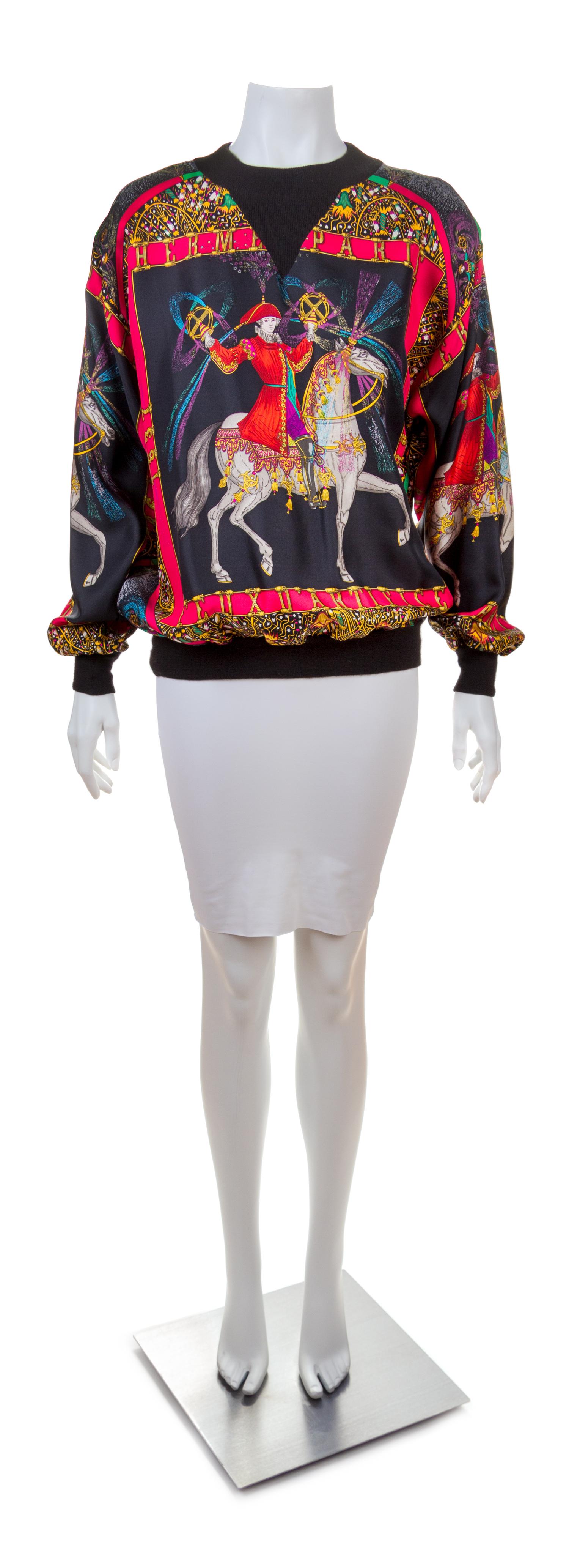 An Hermès Multicolor Silk Pullover Blouse, Size 44.