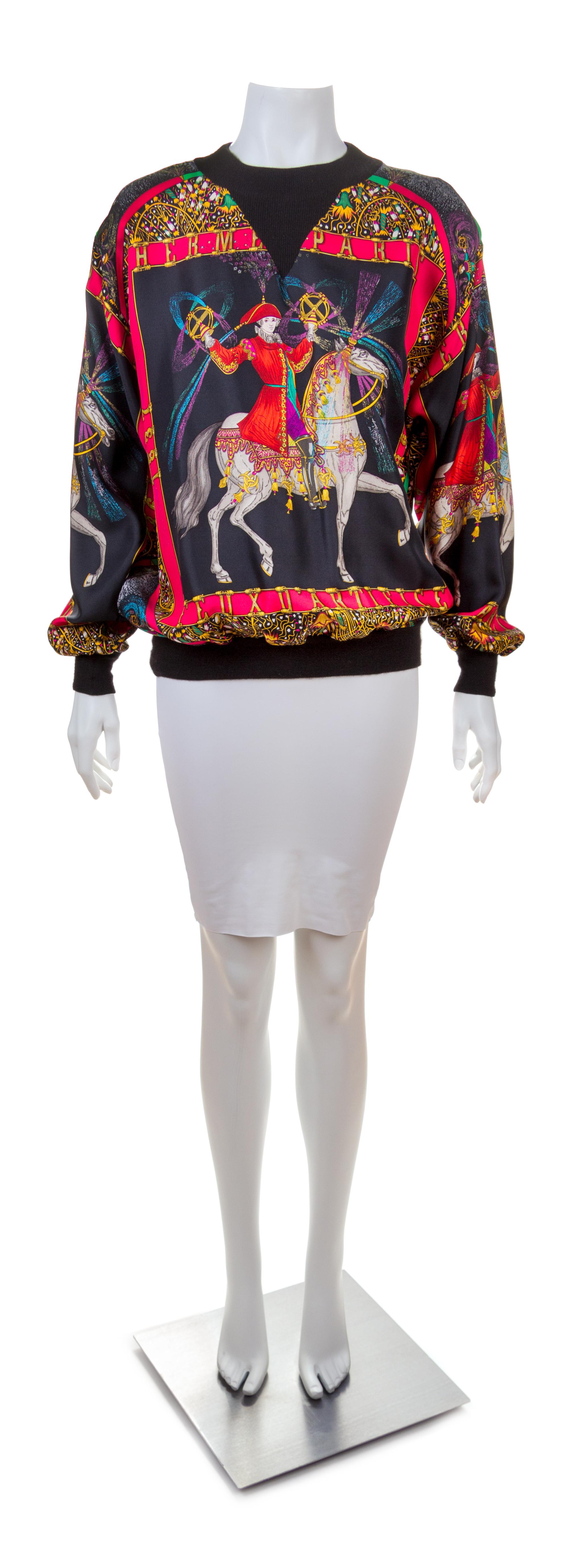 An Hermès Multicolor Silk Pullover Blouse, Size 44.