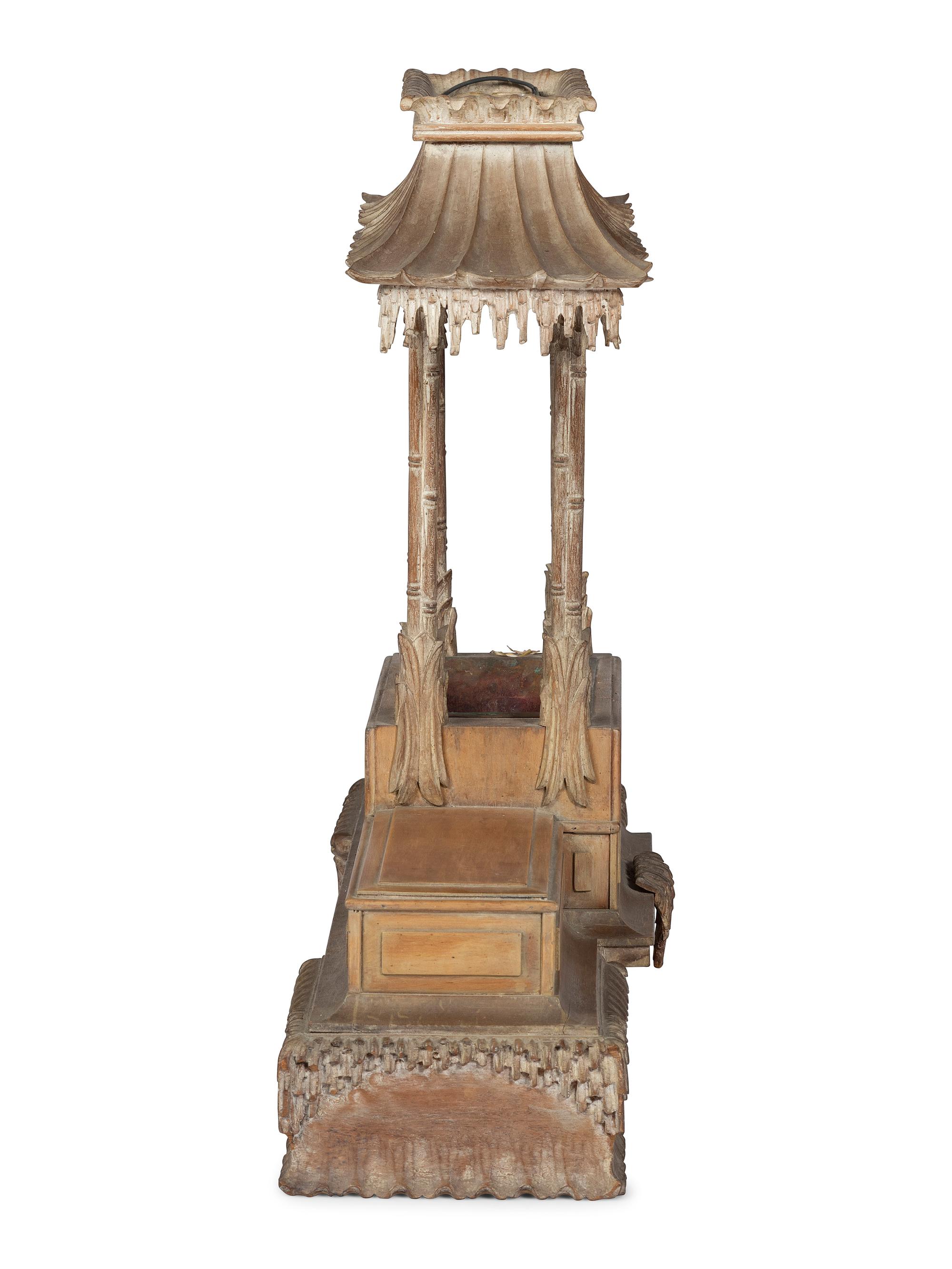 A Modernist Chinese Chippendale Carved Wood Architectural Jardiniere
