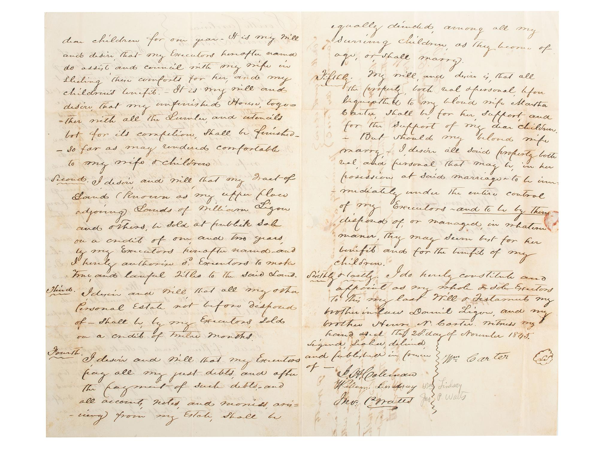 [SLAVERY & ABOLITION]. A group of 2 documents related to the enslavement of individuals in the Carolinas, including a rare North-Carolina Mutual Life Insurance Company form used to insure the life of an enslaved person.