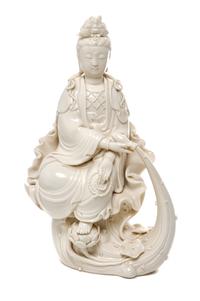 A Blanc-de-Chine Porcelain Figure of Guanyin Height 12 1/4 inches.
