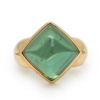 Green Tourmaline and Yellow Gold Ring