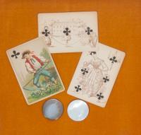 A Pair of Framed Playing Cards and Poker Chips Framed: 13 x 13 inches. — 19TH CENTURY