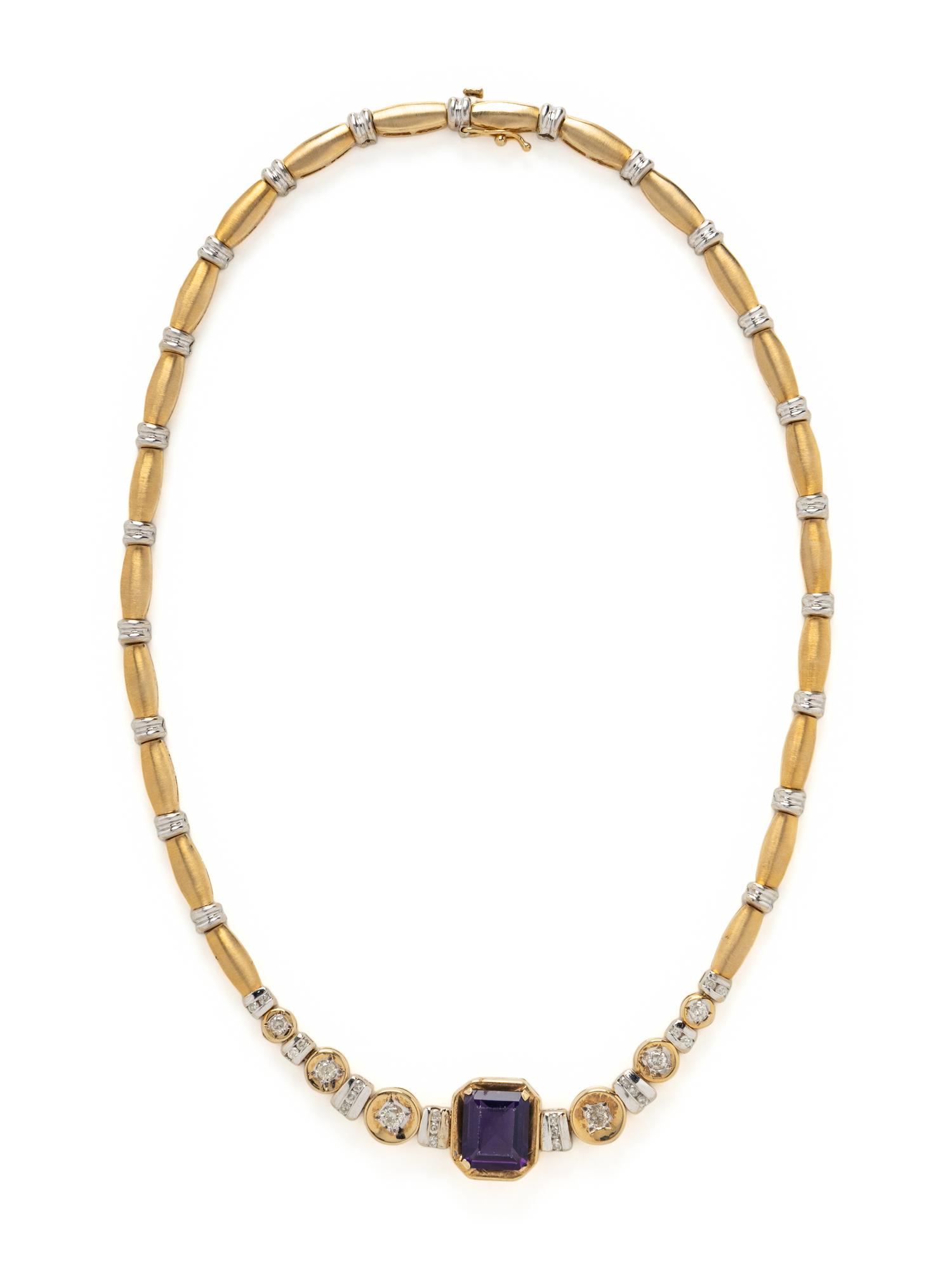 BICOLOR GOLD, AMETHYST, AND DIAMOND NECKLACE