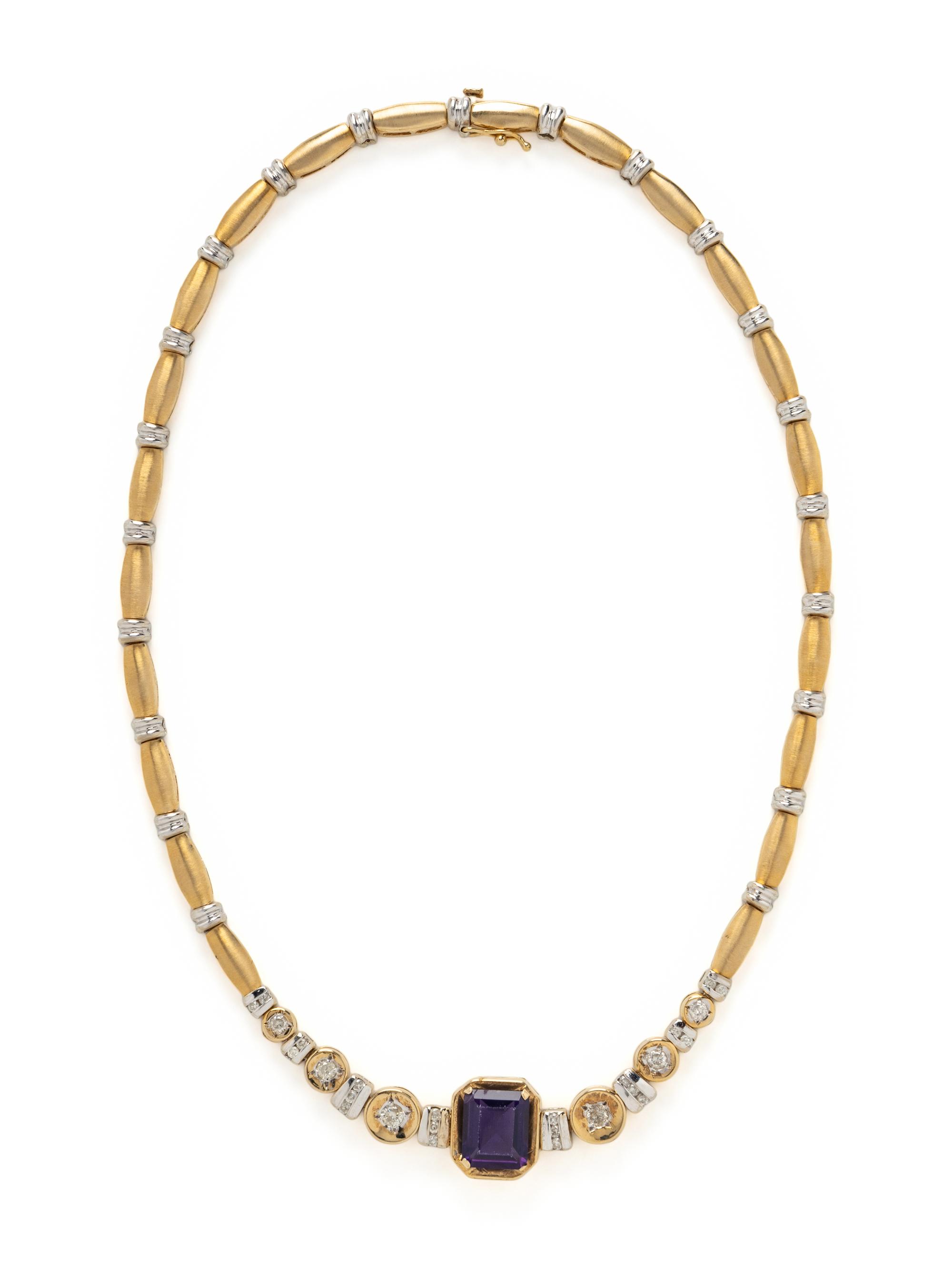 BICOLOR GOLD, AMETHYST, AND DIAMOND NECKLACE