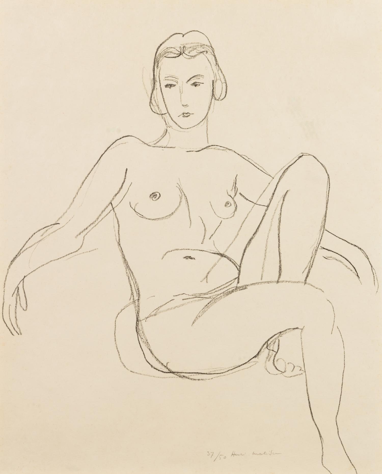 Henri Matisse, (French, 1869-1954), Nu Assis, bras etendus, 1925