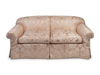 A Pair of Contemporary Damask Upholstered Settees
