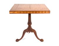 A Georgian Style Parquetry Games Table Height 28 x width 28 x depth 28 inches. — 19TH CENTURY