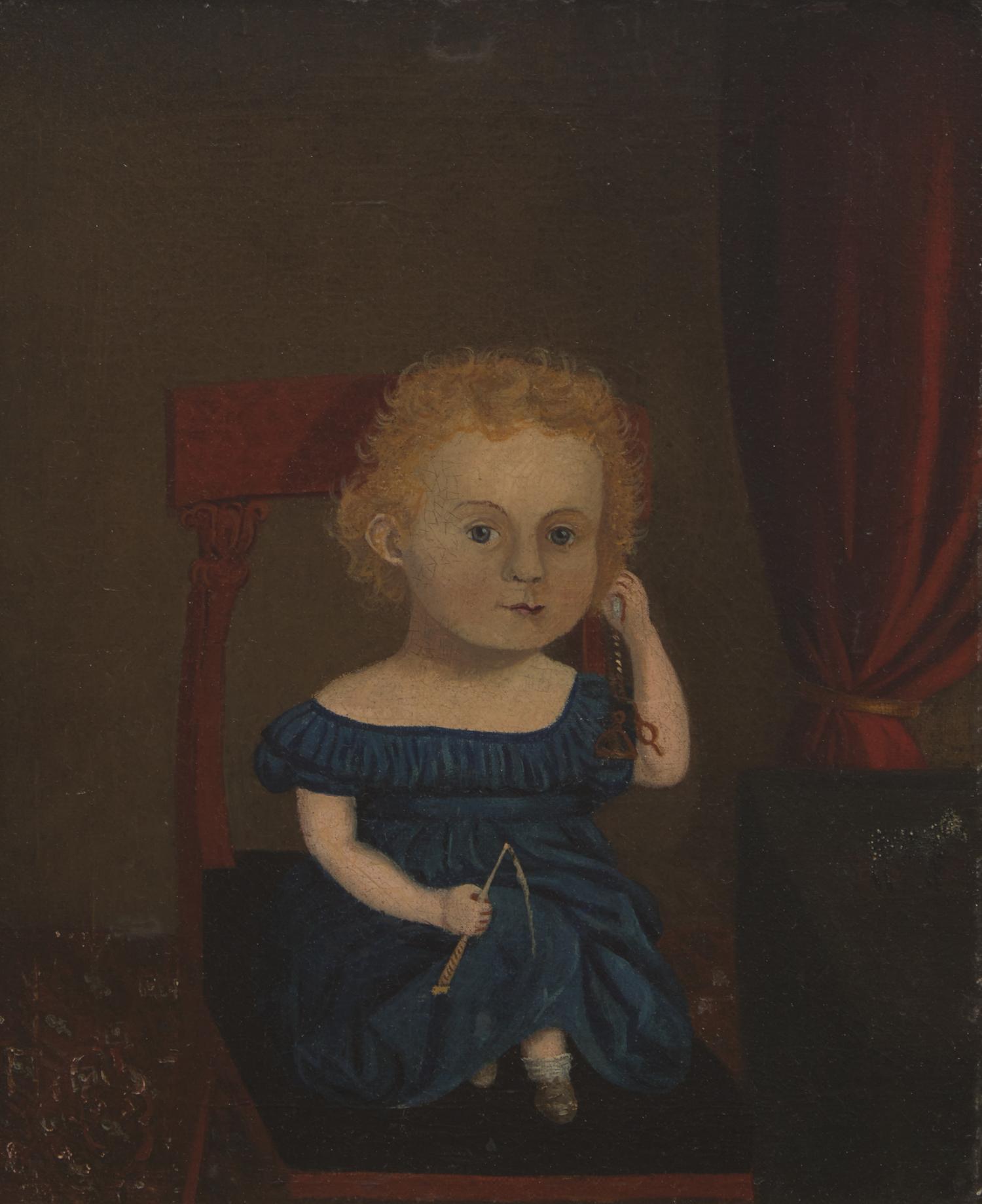Continental School 19th Century, A Portrait of a Seated Boy with Whip