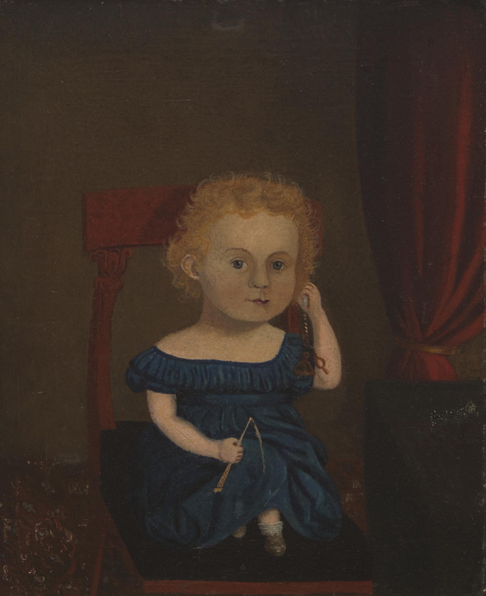 Continental School 19th Century, A Portrait of a Seated Boy with Whip