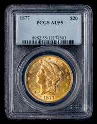 A United States 1877 Liberty Head $20 Gold Coin
