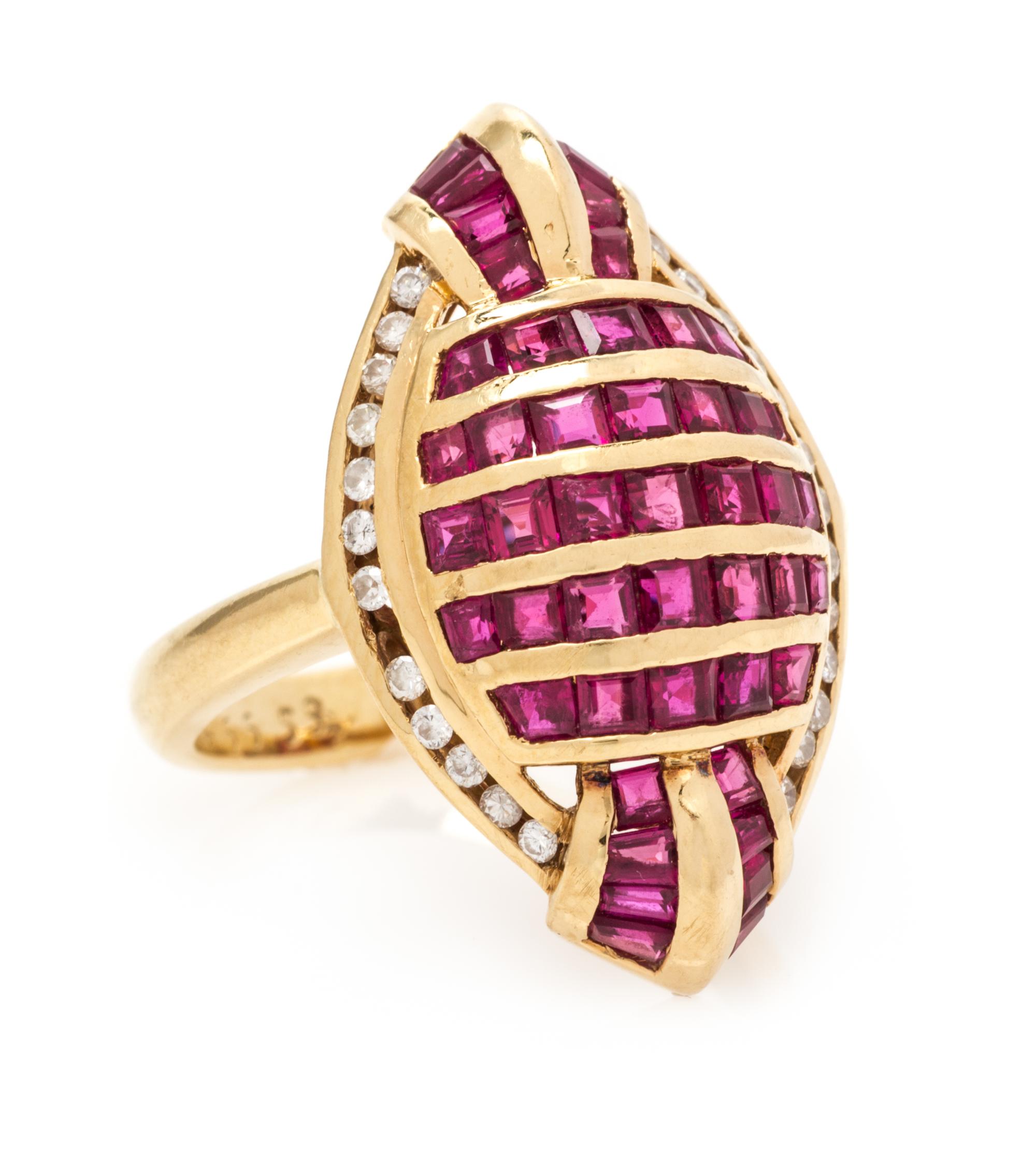 An 18 Karat Yellow Gold, Ruby and Diamond Ring, LeVian, 5.00 dwts.