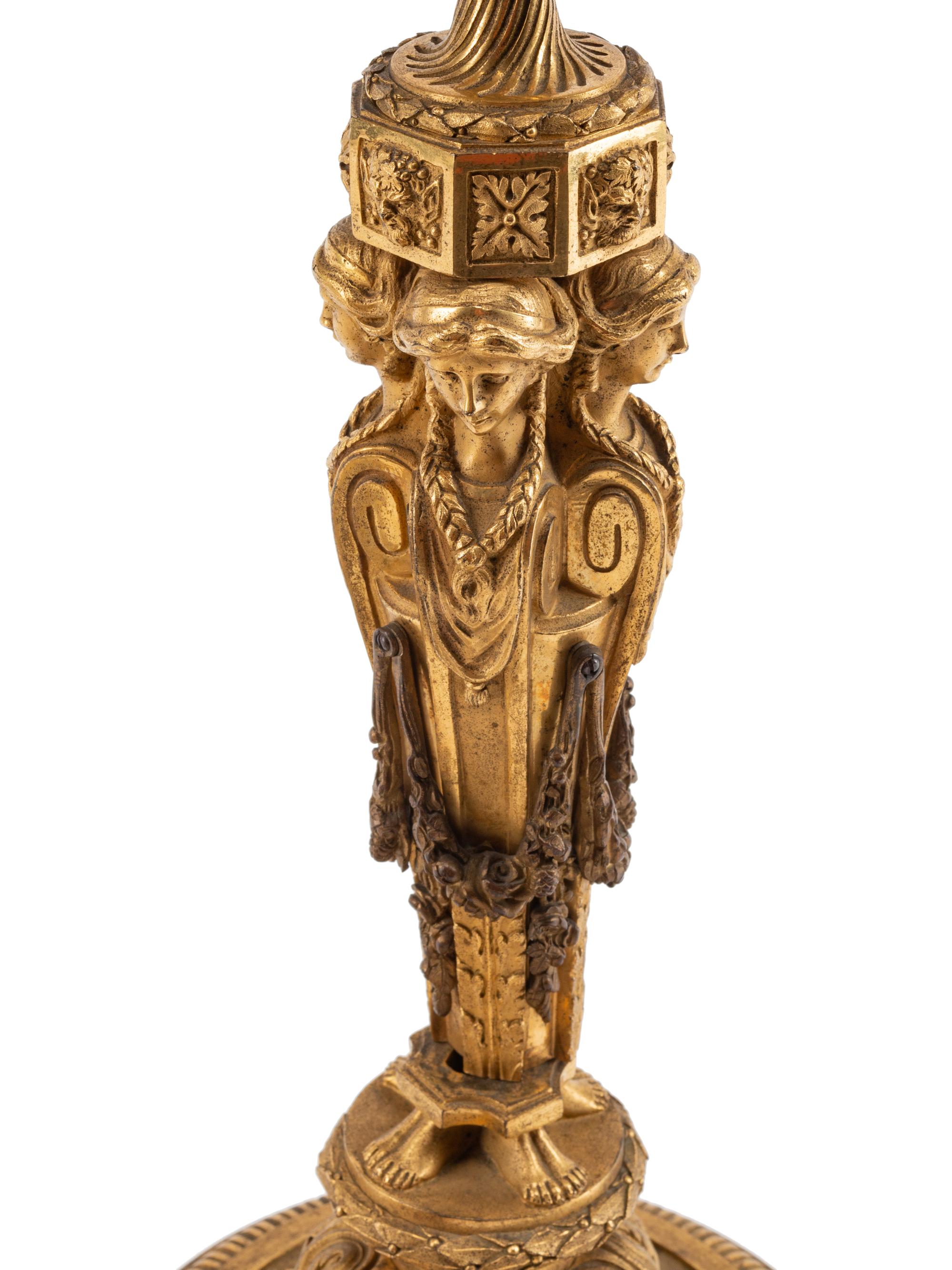 A Pair of Louis XVI Style Gilt Bronze Candlesticks