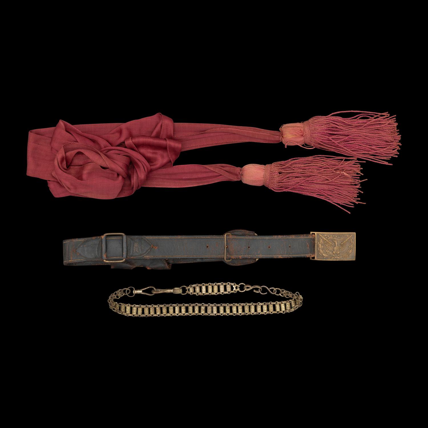 Cased Damascus Bladed Import 1850 Staff & Field Officers Sword Presented to Capt. (Major) William Wood - 9th NY Heavy Artillery with Belt and Sash