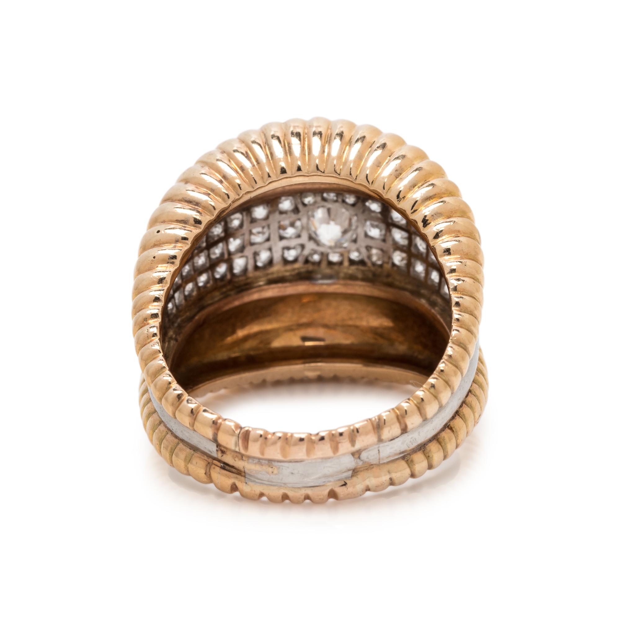 YELLOW GOLD, PLATINUM AND DIAMOND RING
