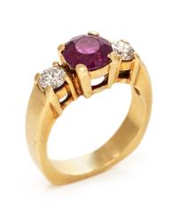 An 18 Karat Yellow Gold, Ruby and Diamond Ring,