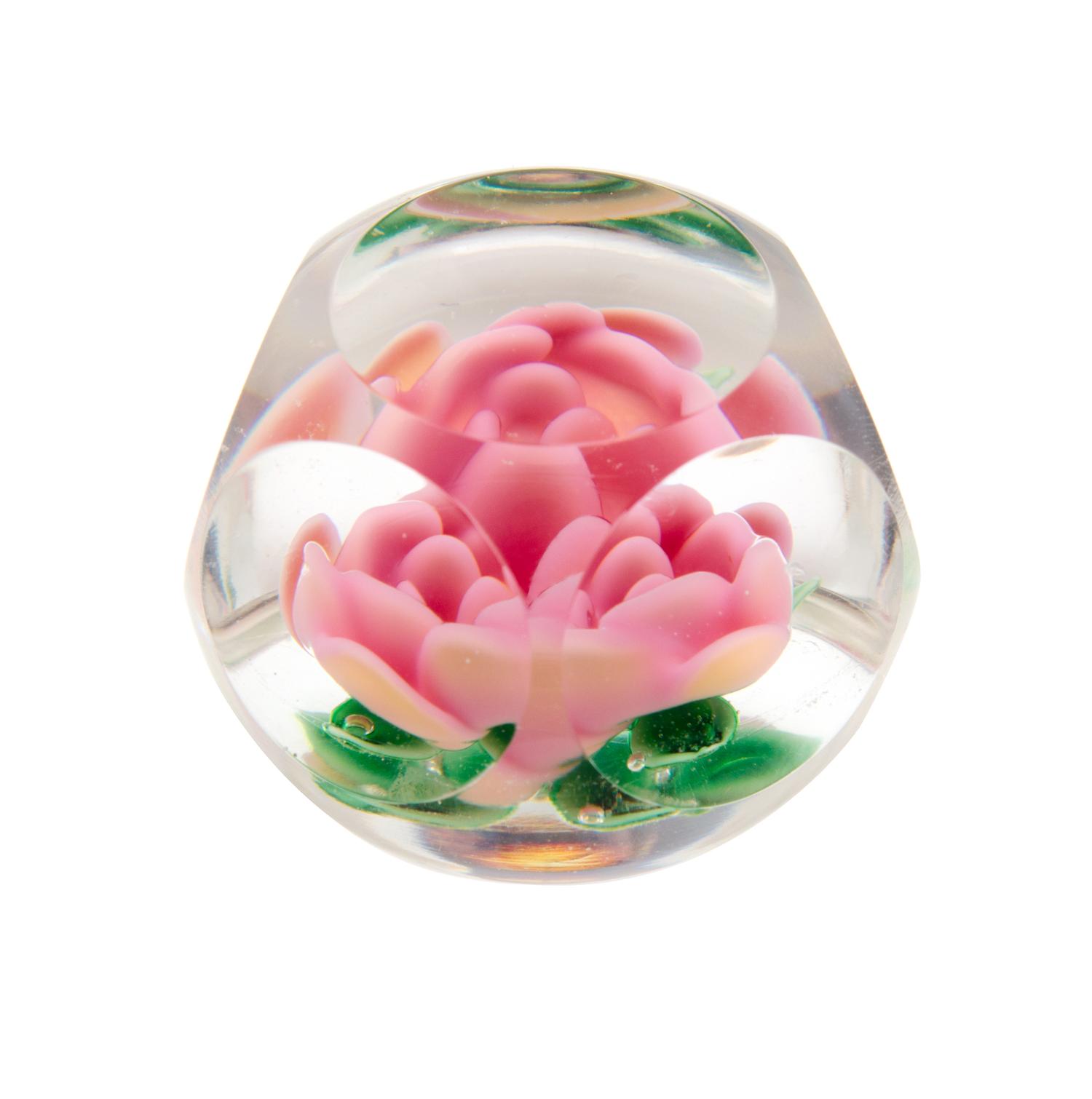 Ronald Hansen, (American), a faceted rose miniature paperweight