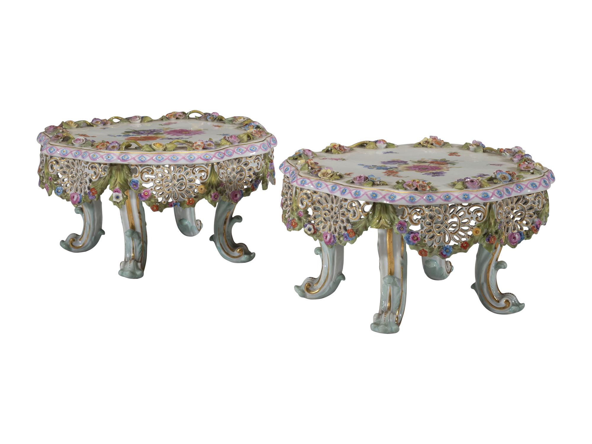 A Pair of Meissen Porcelain Stands