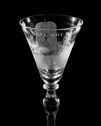 A Dutch Engraved Glass Wine Glass