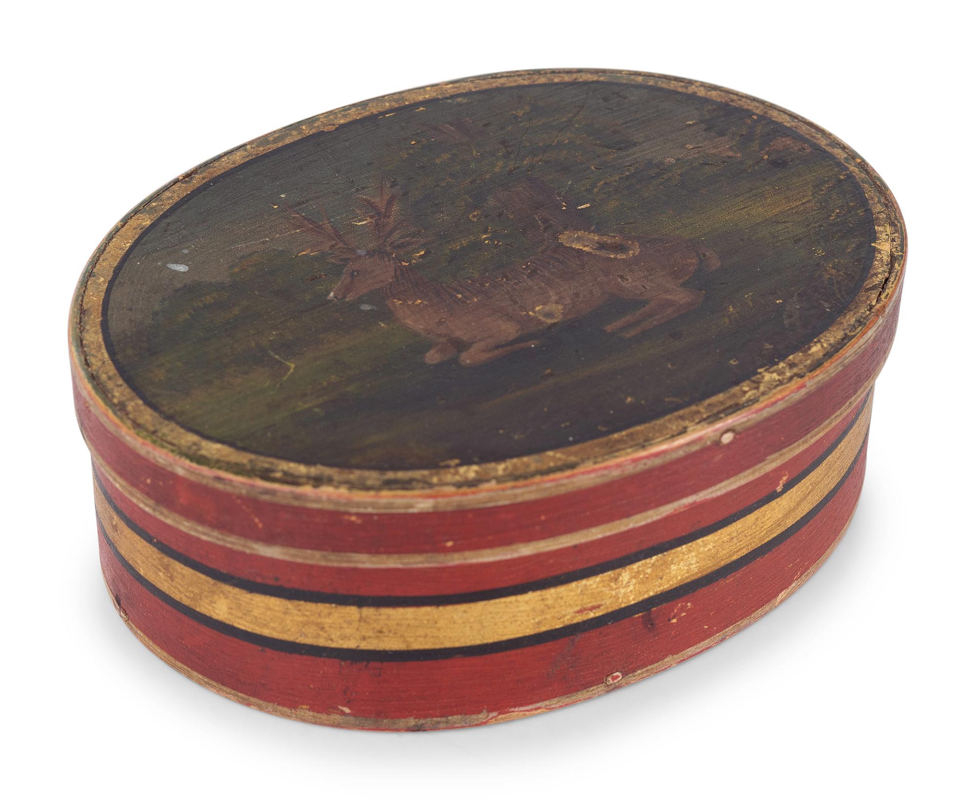 A Maine Paint Decorated Pine and Maple Pantry Box