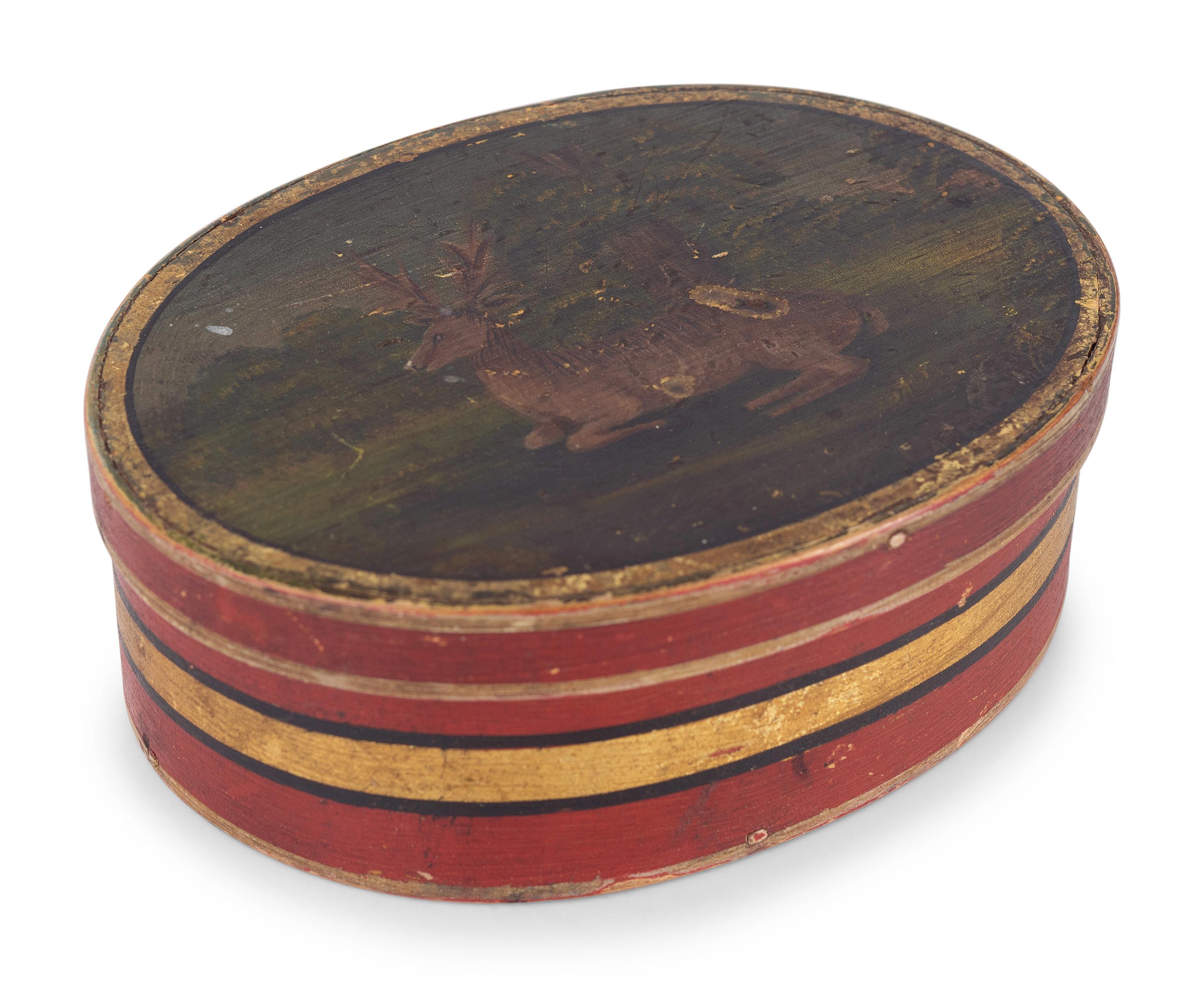 A Maine Paint Decorated Pine and Maple Pantry Box