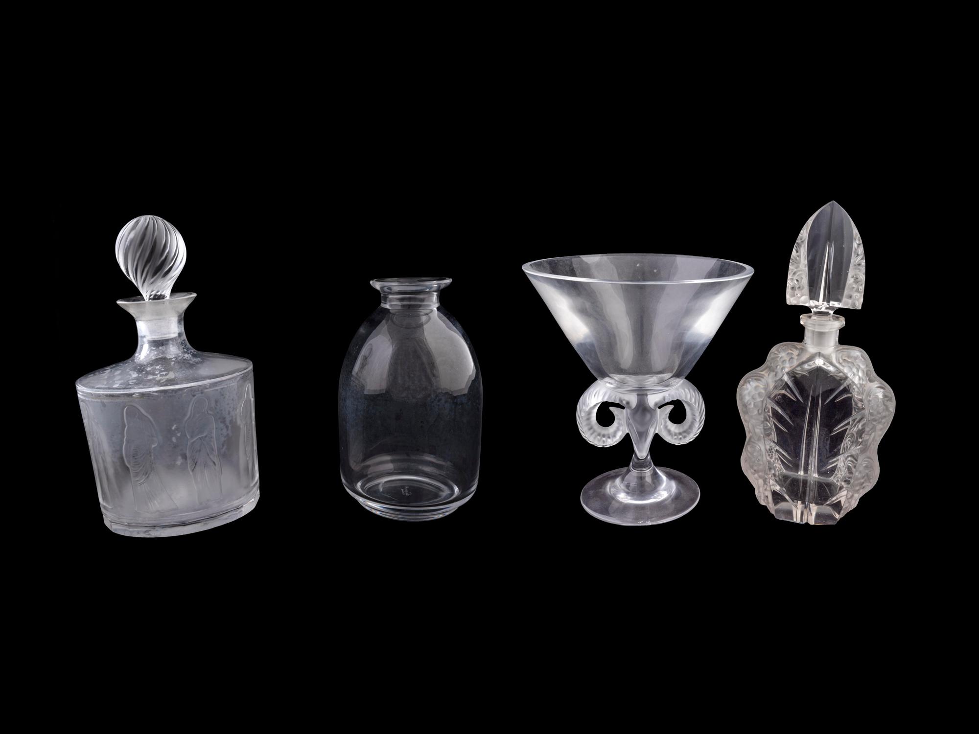 Three Glass Decanters and a Compote — 20TH CENTURY