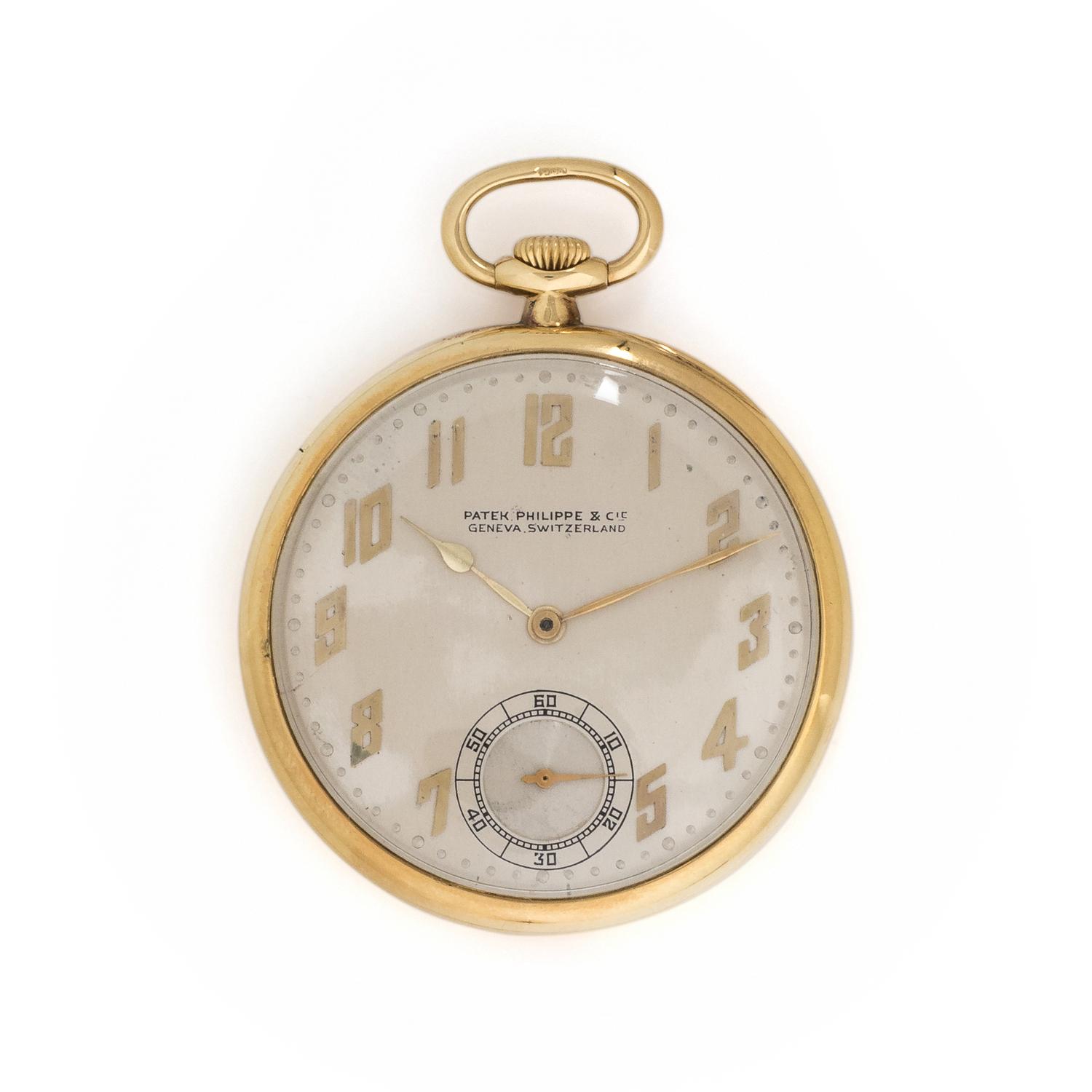PATEK PHILIPPE, 18K YELLOW GOLD OPEN FACE POCKET WATCH