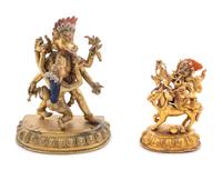 Two Sino-Tibetan Gilt Bronze Figures