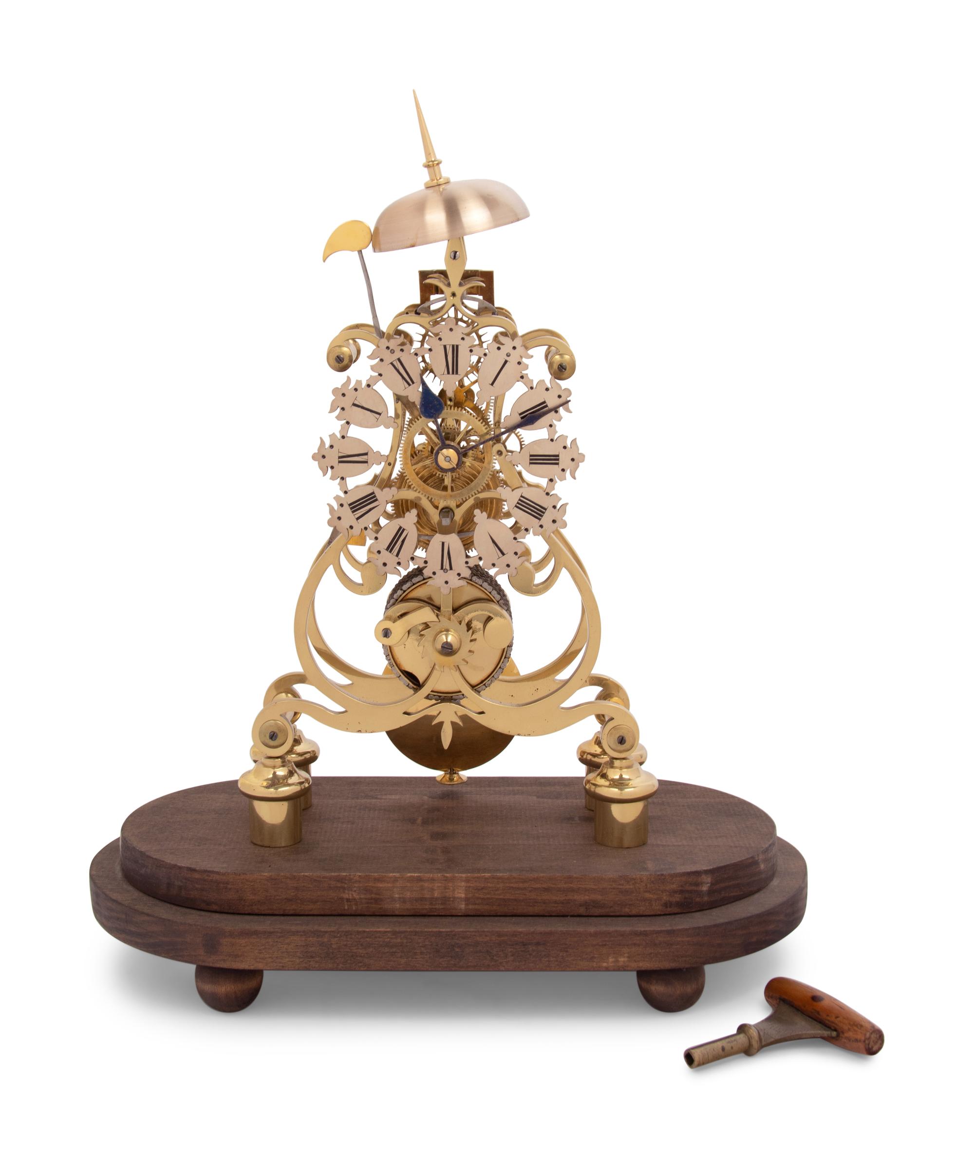 A Brass Skeleton Clock