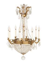 An Empire Style Gilt Metal Eight-Light Chandelier