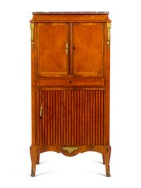 A Louis XV/XVI Transitional Gilt Bronze Mounted Parquetry Secretaire — 19TH CENTURY
